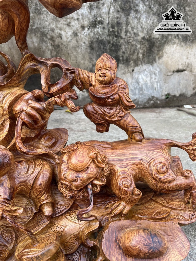 Tượng Phật Di Lặc Ngũ Phúc Gỗ Hương Cao 80 Ngang 80 Sâu 506