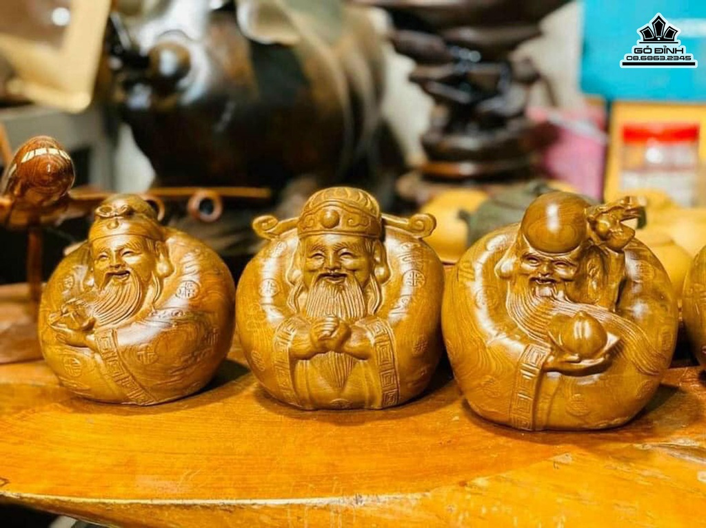Tượng (Tam Đa) Phúc Lộc Thọ Gỗ Bách Xanh Cao 8 Ngang 8 (cm) 0