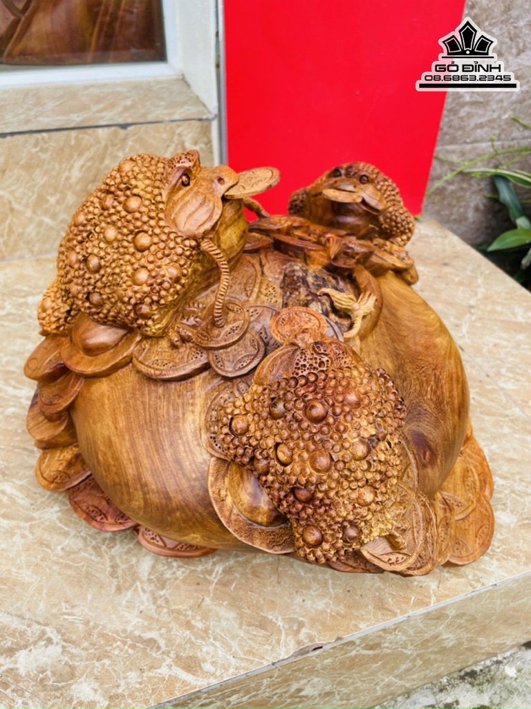 Tượng Cóc (Thiềm Thừ) Gỗ Hương Việt Cao  25 Ngang 45 Sâu 38 (cm) 0