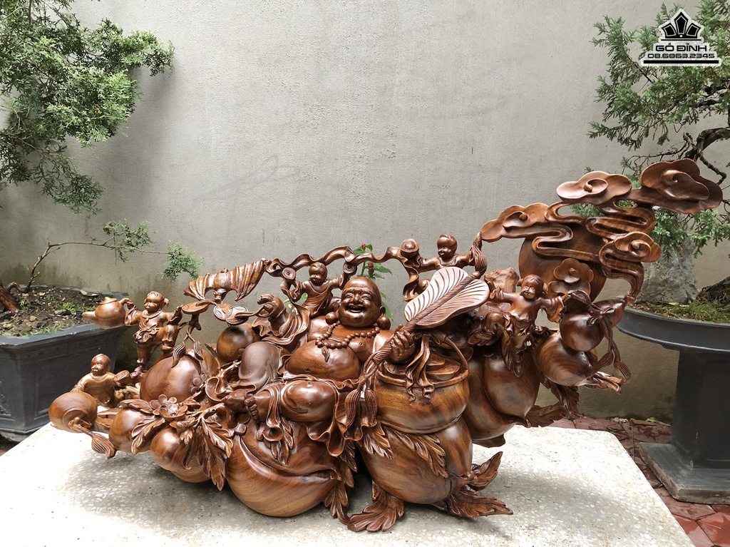 Tượng Phật Di Lặc Ngũ Phúc Gỗ Xá Xị Cao 58 Ngang 105 Sâu 33 (cm) 1