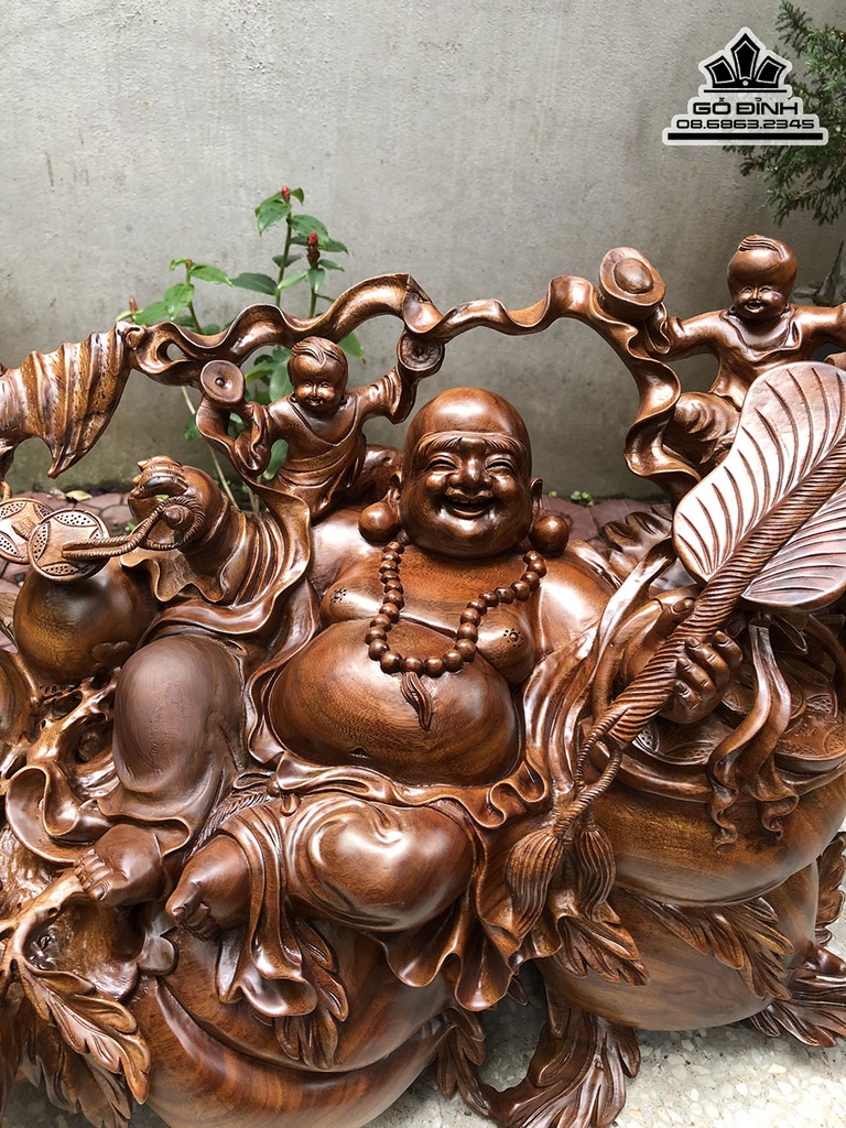 Tượng Phật Di Lặc Ngũ Phúc Gỗ Xá Xị Cao 58 Ngang 105 Sâu 33 (cm) 2