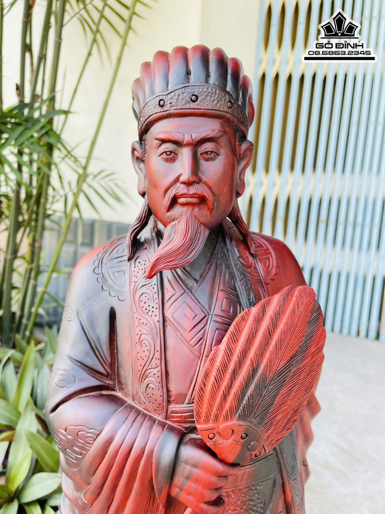 Tượng Khổng Minh (Gia Cát Lượng) Gỗ Trắc Cao 68 Ngang 23 Sâu 17 (cm) 0