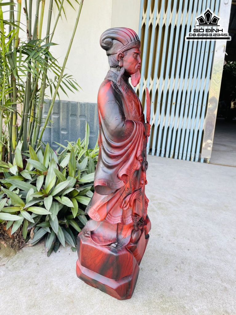 Tượng Khổng Minh (Gia Cát Lượng) Gỗ Trắc Cao 68 Ngang 23 Sâu 17 (cm) 1