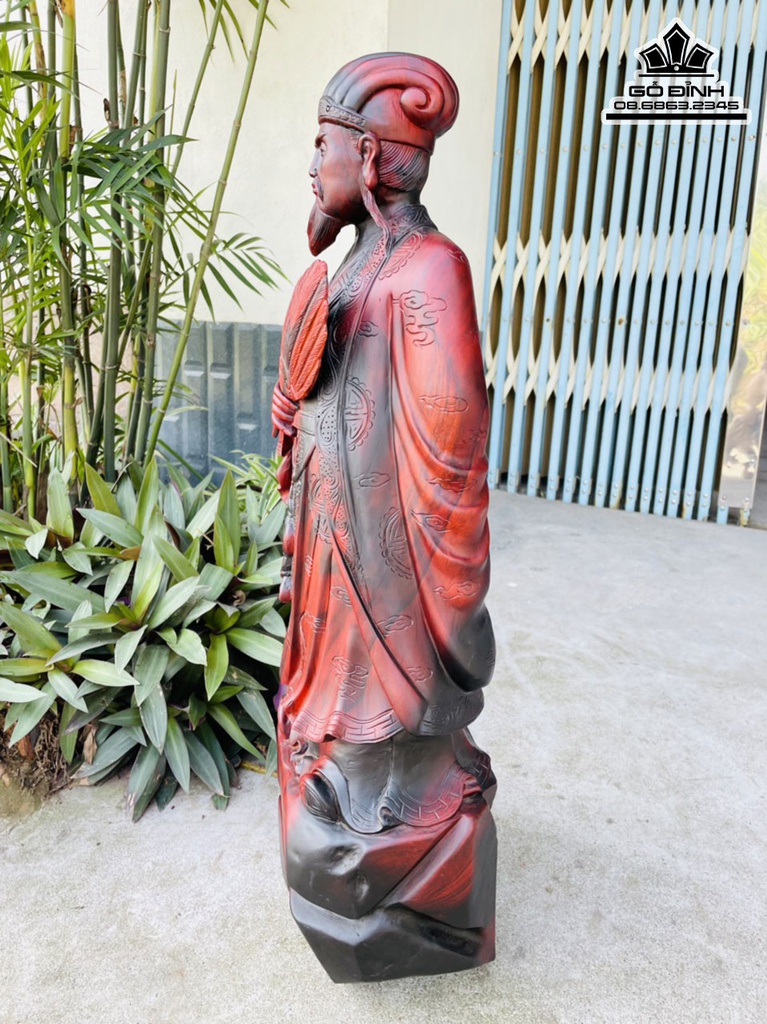 Tượng Khổng Minh (Gia Cát Lượng) Gỗ Trắc Cao 68 Ngang 23 Sâu 17 (cm) 2