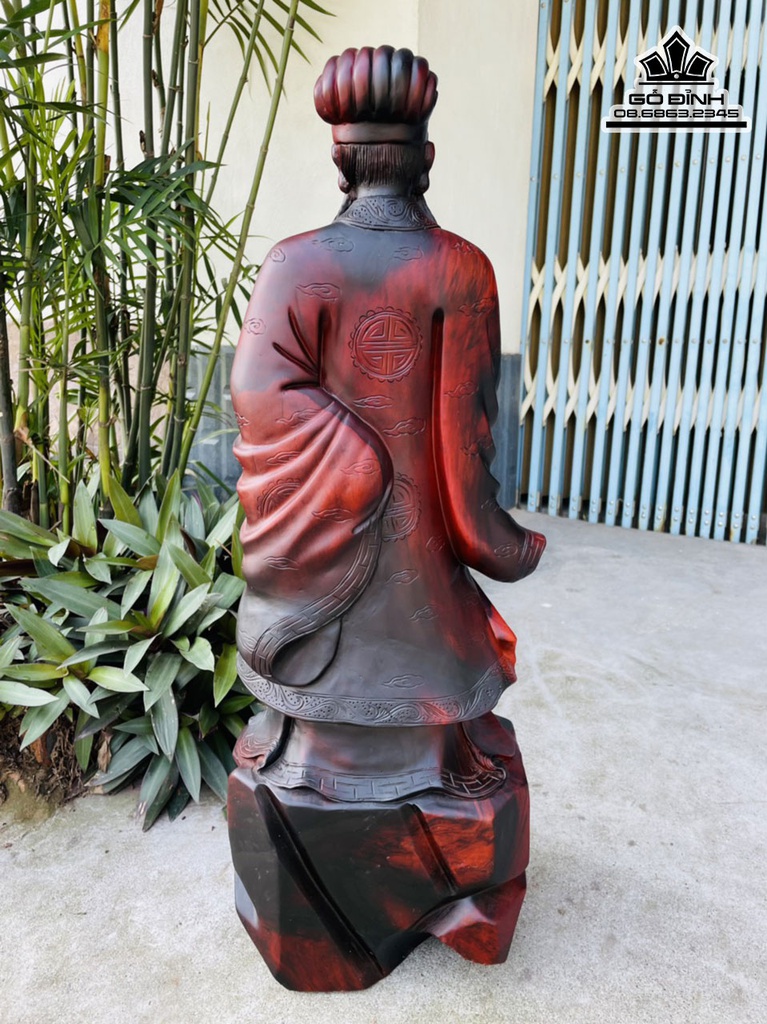 Tượng Khổng Minh (Gia Cát Lượng) Gỗ Trắc Cao 68 Ngang 23 Sâu 17 (cm) 3