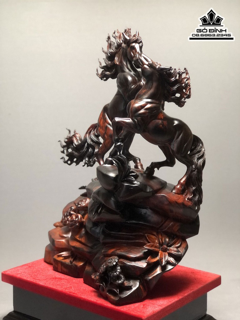 Tượng Ngựa (Song Mã Uyên Ương) Gỗ Trắc Cao 58 Ngang 35 Sâu 19 (cm) 1