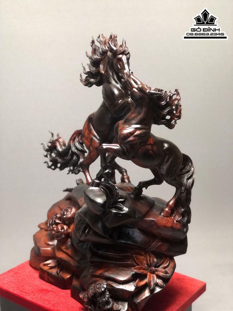 Tượng Ngựa (Song Mã Uyên Ương) Gỗ Trắc Cao 58 Ngang 35 Sâu 19 (cm) 3