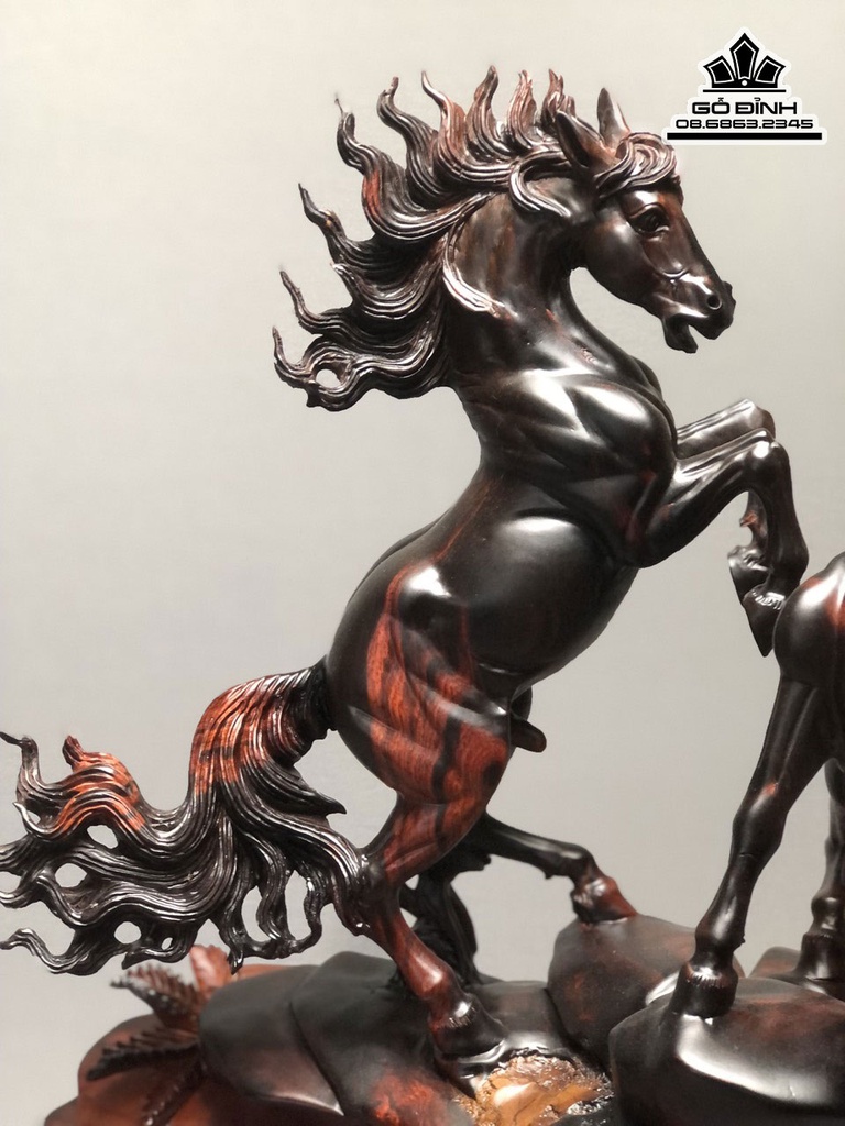 Tượng Ngựa (Song Mã Uyên Ương) Gỗ Trắc Cao 58 Ngang 35 Sâu 19 (cm) 4
