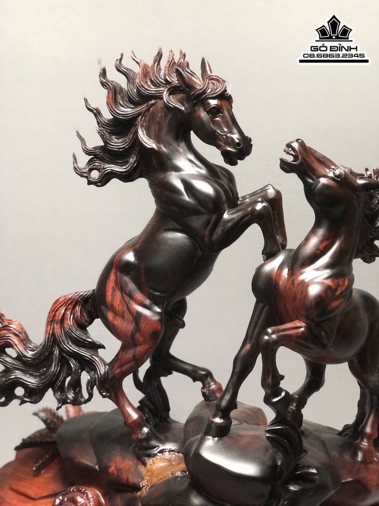 Tượng Ngựa (Song Mã Uyên Ương) Gỗ Trắc Cao 58 Ngang 35 Sâu 19 (cm) 5