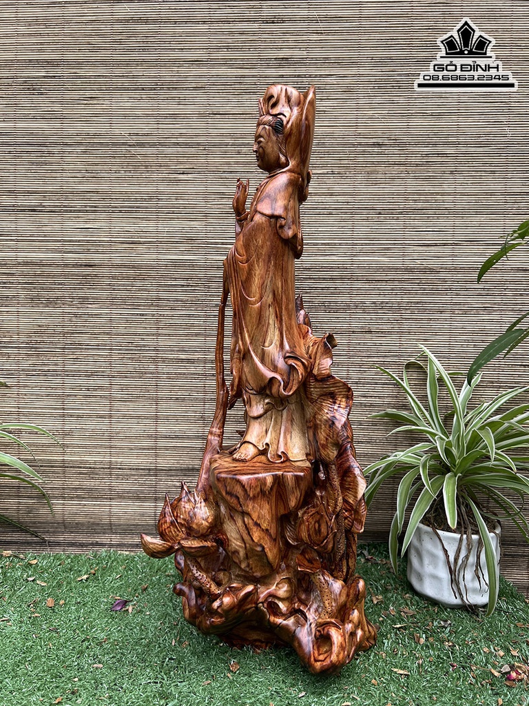 Tượng Phật Quan Âm Gỗ Sưa Cao 44 Ngang 21 Sâu 20 (cm) 0