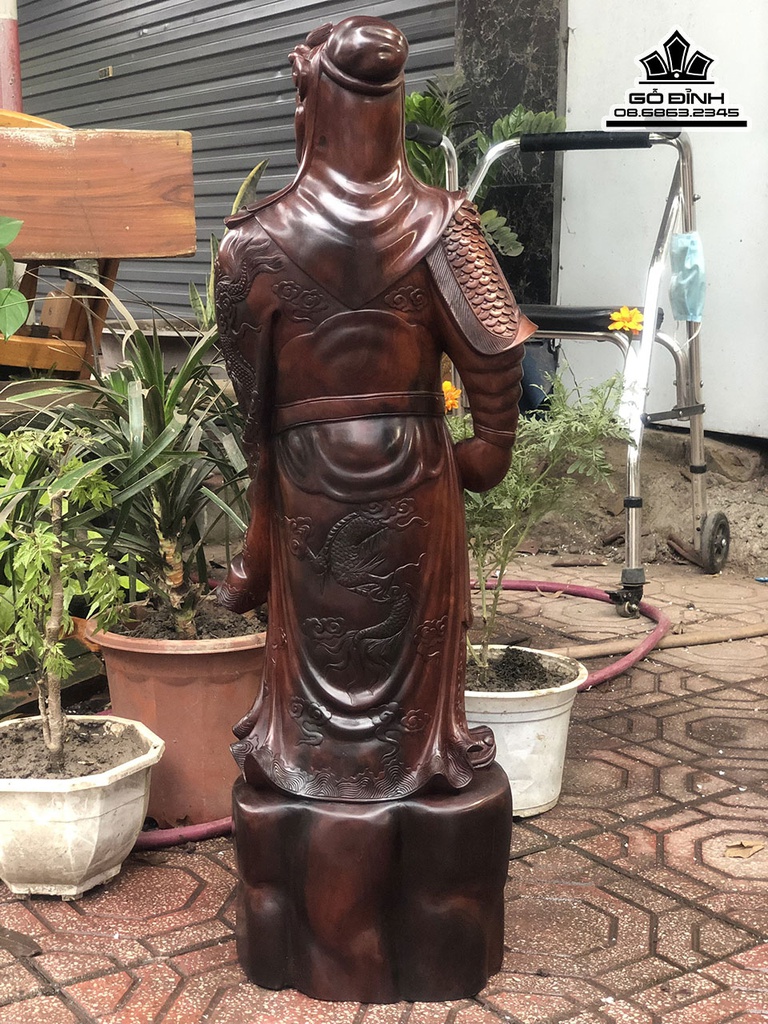 Tượng Quan Công Gỗ Trắc Cao 88 Ngang 24 Sâu 22 (cm) 2