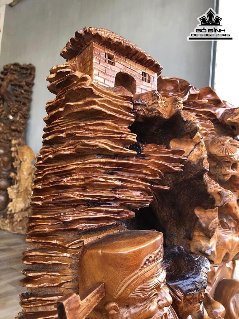 Tượng Phúc Lộc Thọ (Tam Đa) Gỗ Ngọc Am Cao 86 Ngang 50 Sâu 45 (cm) 7