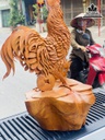 Tượng Gà Trống  (Nhất Kê) Gỗ Hương Liền Khối Cao 83 Ngang 52 Sâu 55 (cm) 4