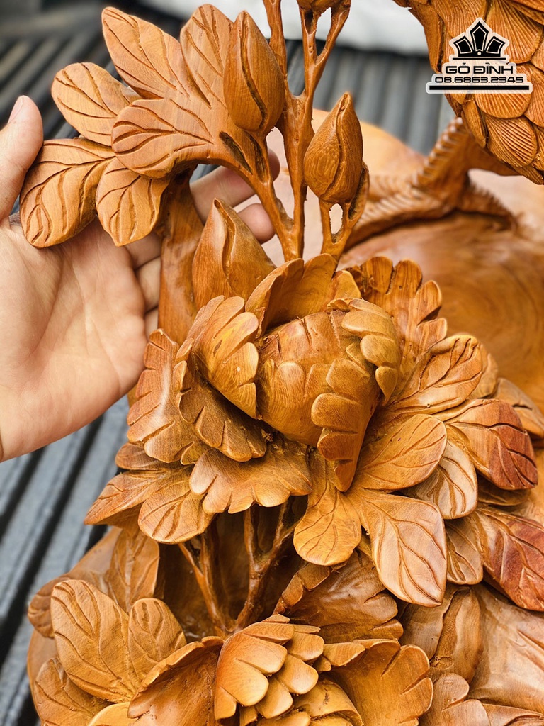 Tượng Gà Trống  (Nhất Kê) Gỗ Hương Liền Khối Cao 83 Ngang 52 Sâu 55 (cm)6