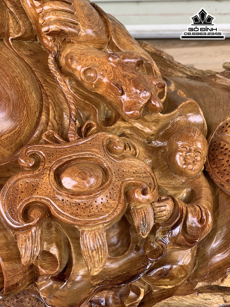 Tượng Phật Di Lặc Tam Phúc Gỗ Hương Cao 65 Ngang 100 Sâu 44 (cm) 7