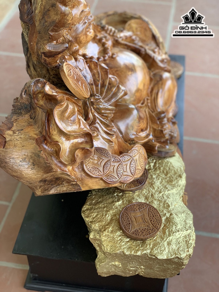 Tượng Phật Di Lặc Tam Phúc Gỗ Hương Cao 65 Ngang 100 Sâu 44 (cm) 9