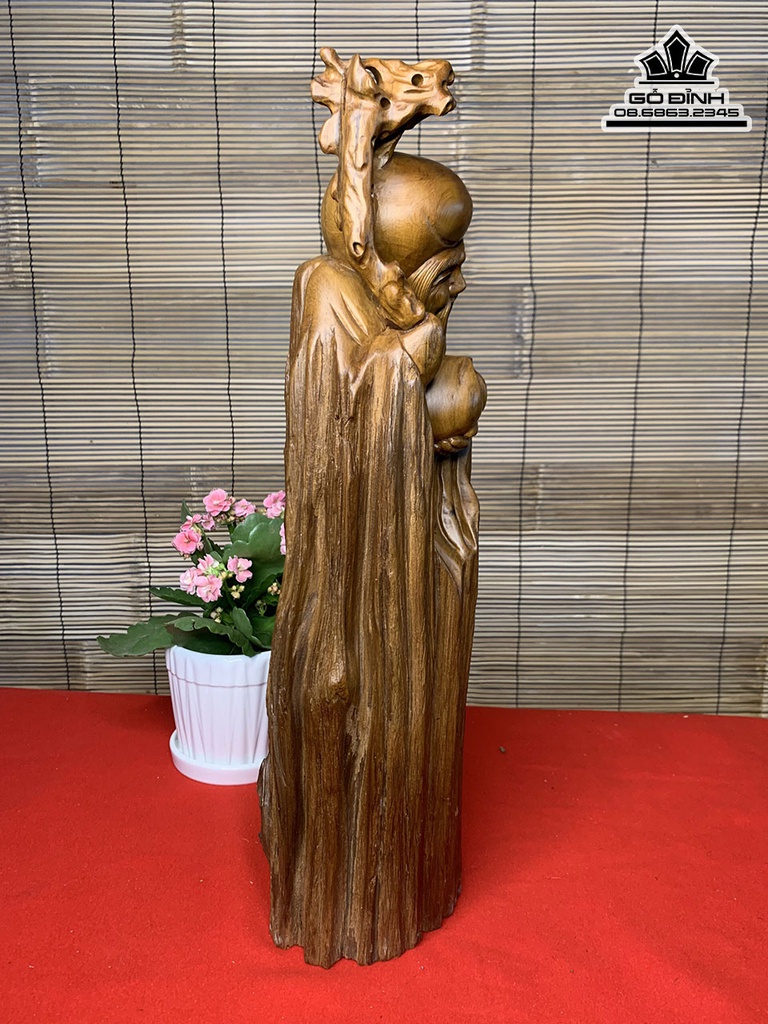 Tượng Ông Thọ Gỗ Bách Xanh Cao 45 Ngang 15 Sâu 12 (cm) 0