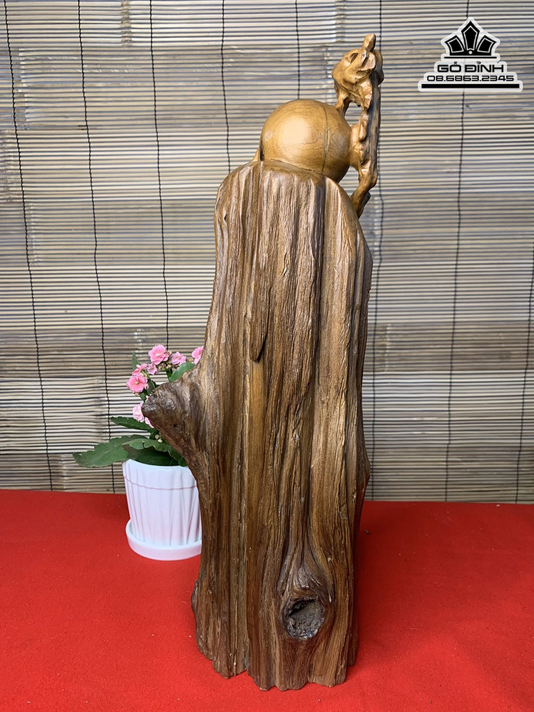 Tượng Ông Thọ Gỗ Bách Xanh Cao 45 Ngang 15 Sâu 12 (cm) 1