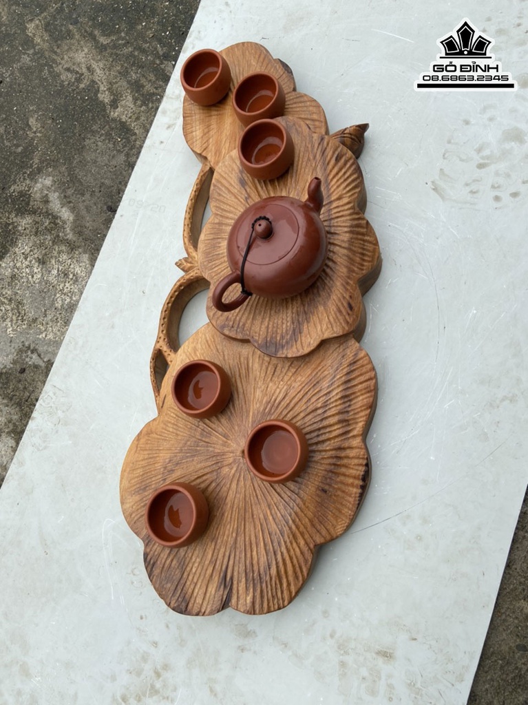 Khay Trà Sen Gỗ Ngọc Am Dày 63 Rộng 26 Dày 6 (cm) 0