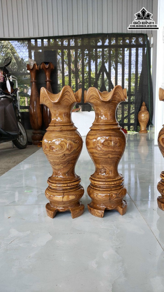 Cặp Bình Gỗ Cẩm Bông Cao 37 Đường Kính 12 (cm) 0