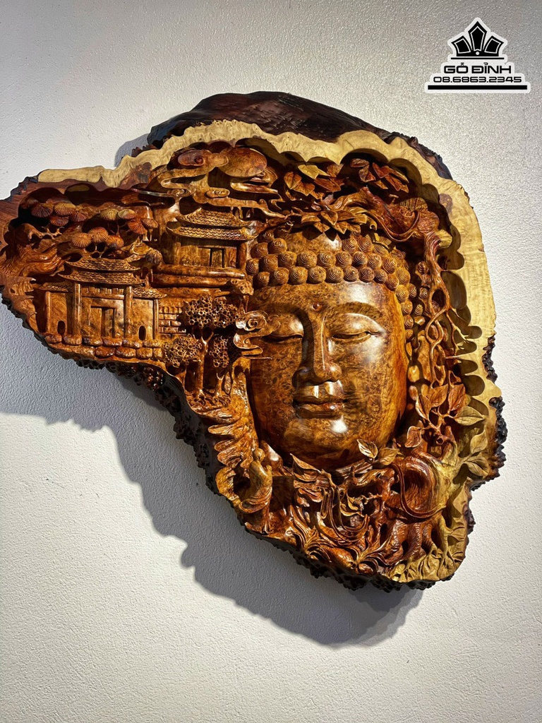 Tranh Gỗ Tranh Diện Phật Gỗ Hương Cao 63 Ngang 60 Dày 9 (cm) 2
