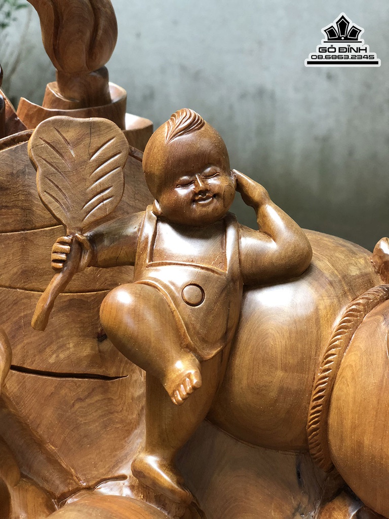 Tượng Phật Di Lặc Ngũ Phúc Gỗ Bách Xanh Cao 58 Ngang 52 Sâu 36 (cm) 3