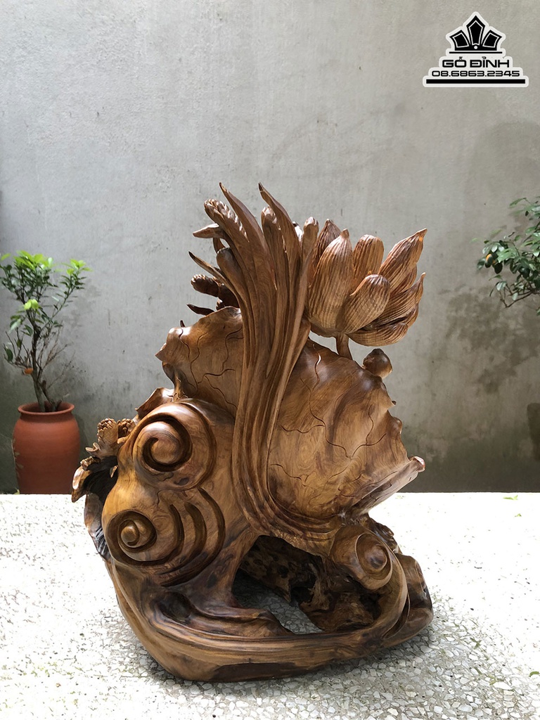 Tượng Phật Di Lặc Tam Phúc Gỗ Bách Xanh Cao 45 Ngang 40 Sâu 36 (cm) 0