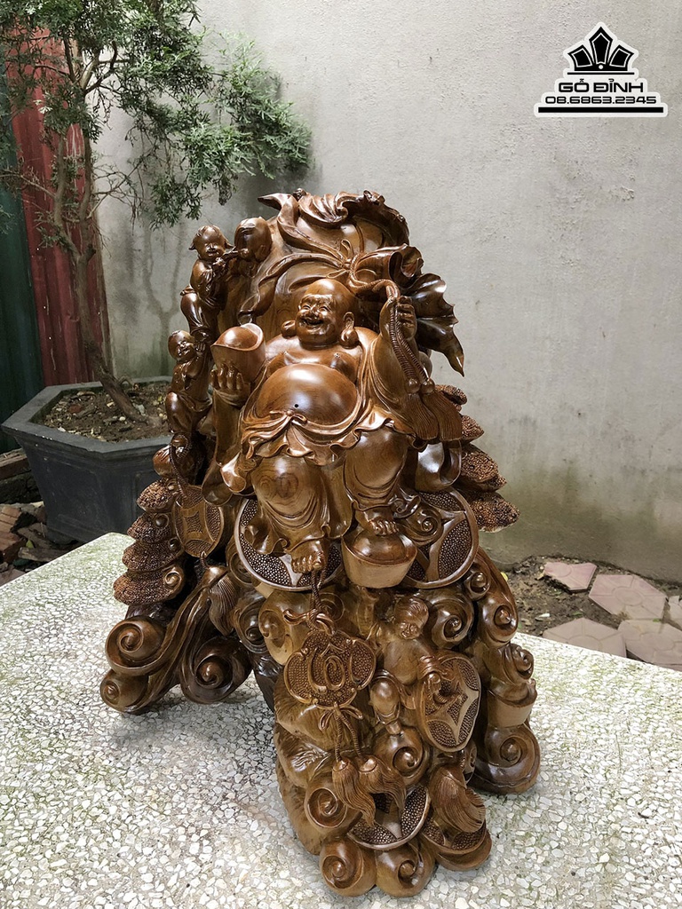 Tượng Phật Di Lặc Gỗ bách Xanh Cao 60 Ngang 48 Sâu 36 (cm) 0