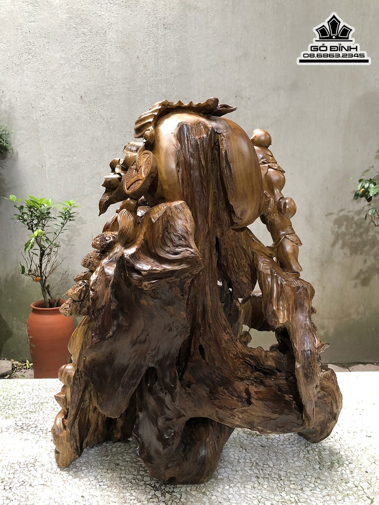 Tượng Phật Di Lặc Gỗ bách Xanh Cao 60 Ngang 48 Sâu 36 (cm) 1