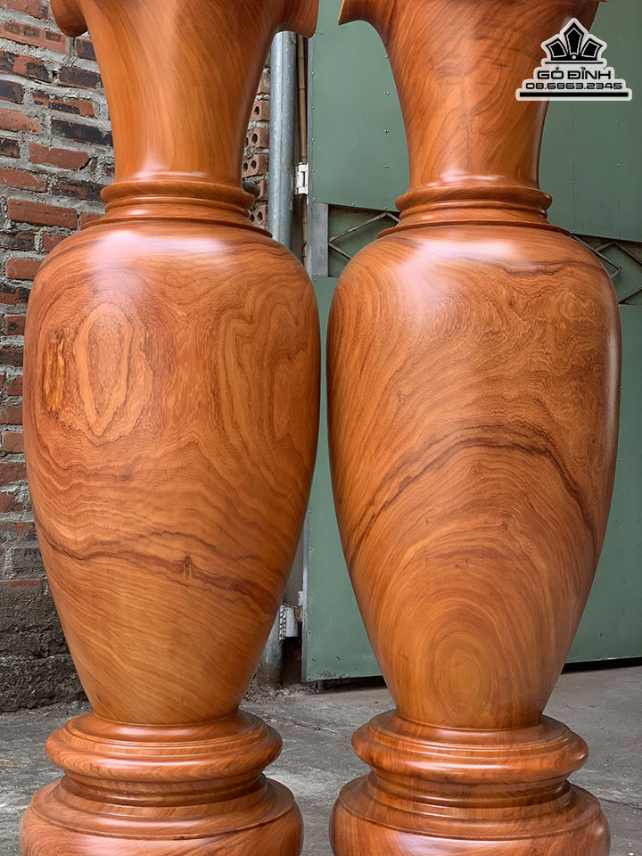 Cặp Lục Bình Gỗ Hương Đỏ Cao 150 Đường Kính 44 (cm) 0