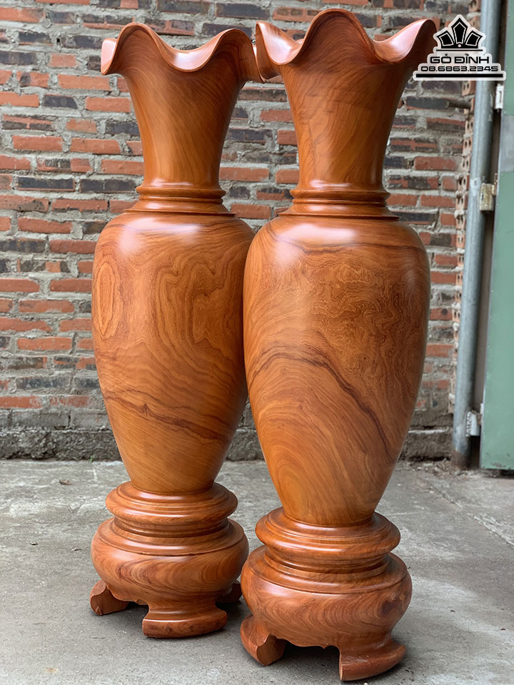 Cặp Lục Bình Gỗ Hương Đỏ Cao 150 Đường Kính 44 (cm) 1
