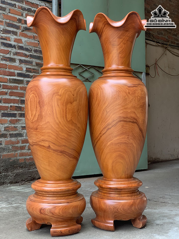 Cặp Lục Bình Gỗ Hương Đỏ Cao 150 Đường Kính 44 (cm) 2