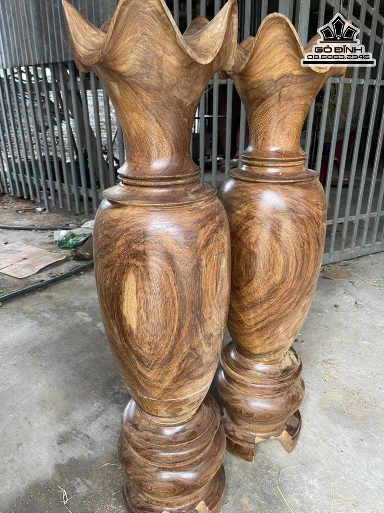 Cặp Lục Bình Gỗ Ké Đá cao 109 Đường Kính  27 (cm) 1