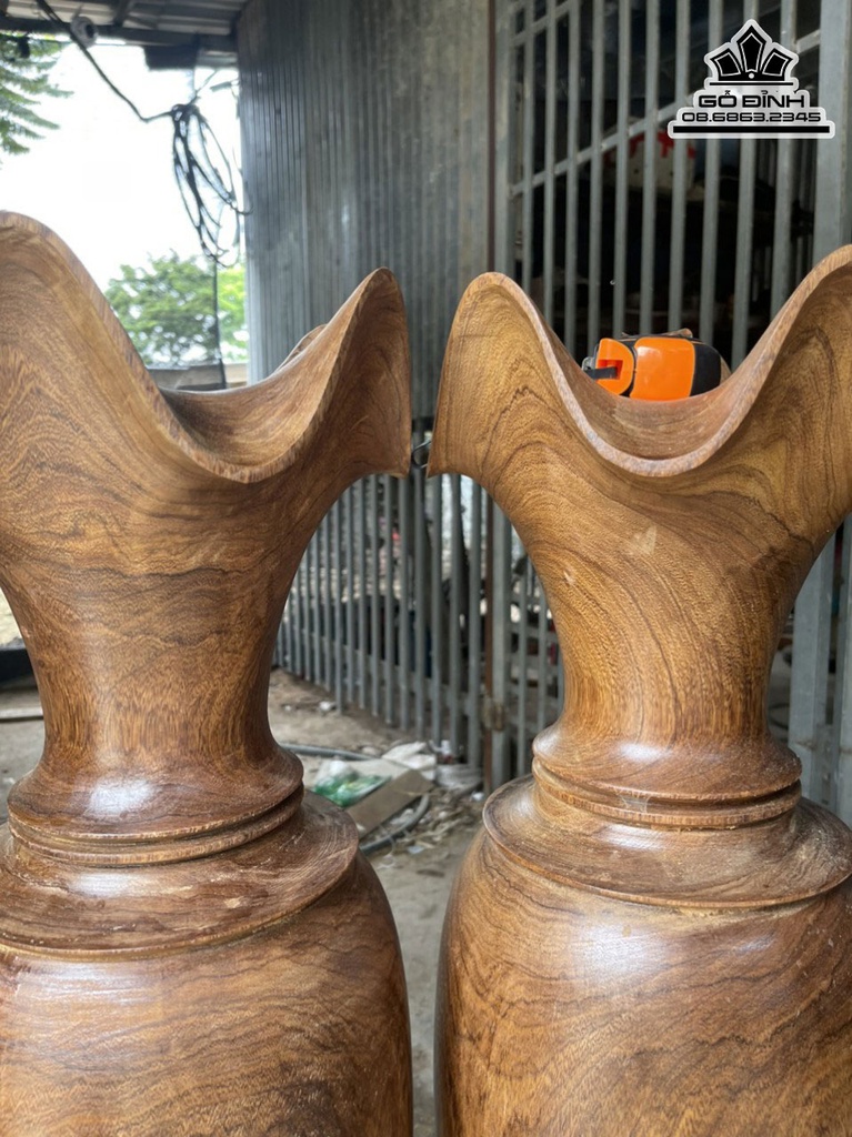 Cặp Lục Bình Gỗ Ké Đá cao 109 Đường Kính  27 (cm) 2
