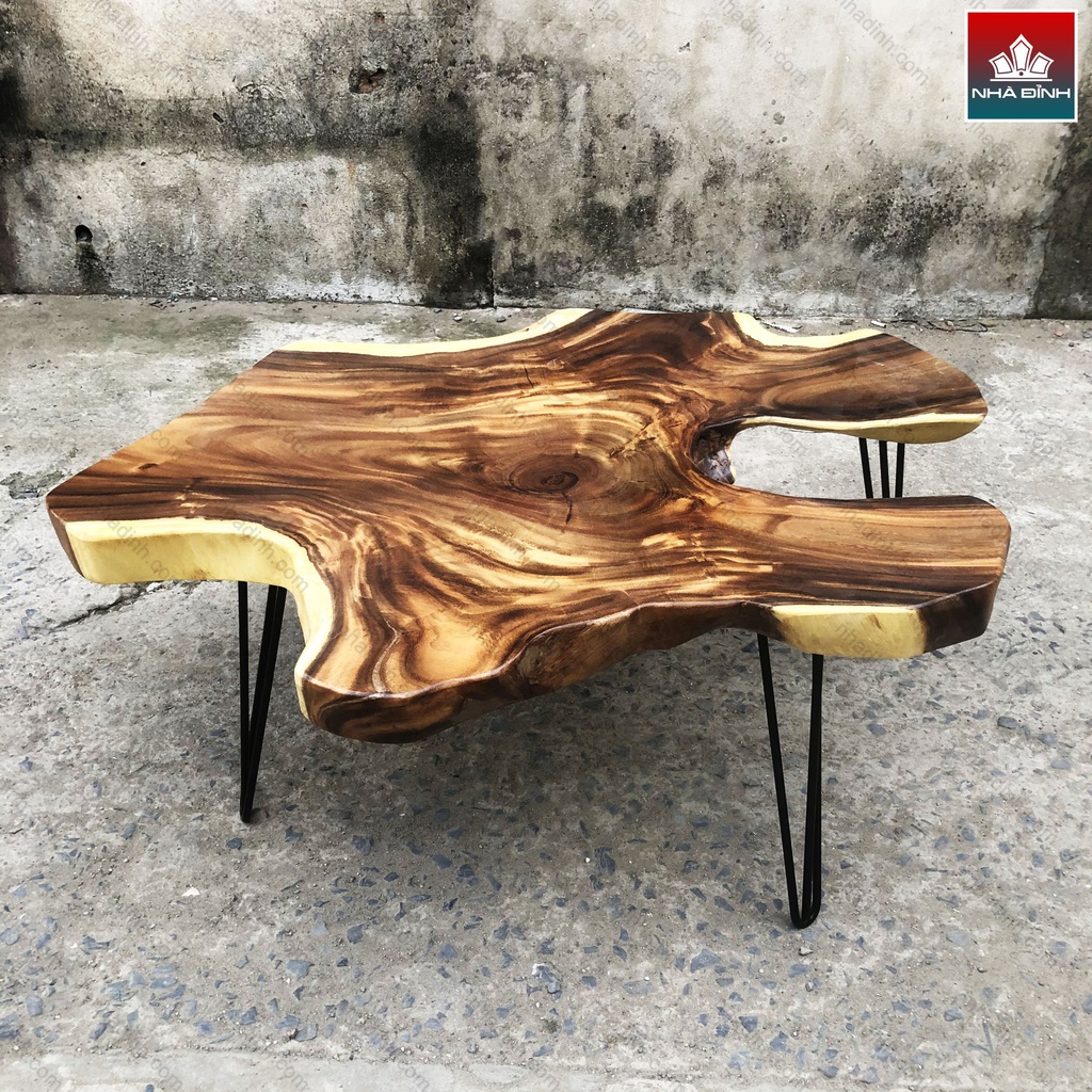 Bàn Gỗ Me Tây Nguyên Khối Dài 110 Rộng 92 Dày 7.5 Cao 45 (cm) 0