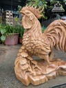 Tượng Gà Trống (Nhất Kê) Gỗ Ngọc Am Cao 48 Ngang 41 Sâu 22 (cm) 2