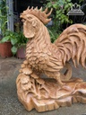 Tượng Gà Trống (Nhất Kê) Gỗ Ngọc Am Cao 48 Ngang 41 Sâu 22 (cm) 3