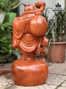 Tượng Phật Di Lặc Vác Gậy Như Ý Bao Tiền Gỗ Nu Hương Cao 60 Ngang 28 Sâu 26 (cm) 0