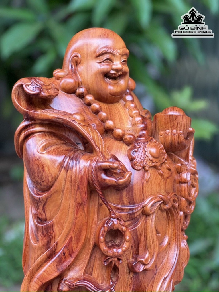 Tượng Phật Di Lặc Đứng Bao Tiền Gỗ Hương cao 60 Ngang 23 Sâu 19 (cm) 0