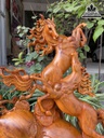 Tượng Ngựa Phong Thuy (Song Mã) Gỗ Hương Việt Cao 63 Ngang 43 Sâu 27 Kỷ 14 (cm) 0