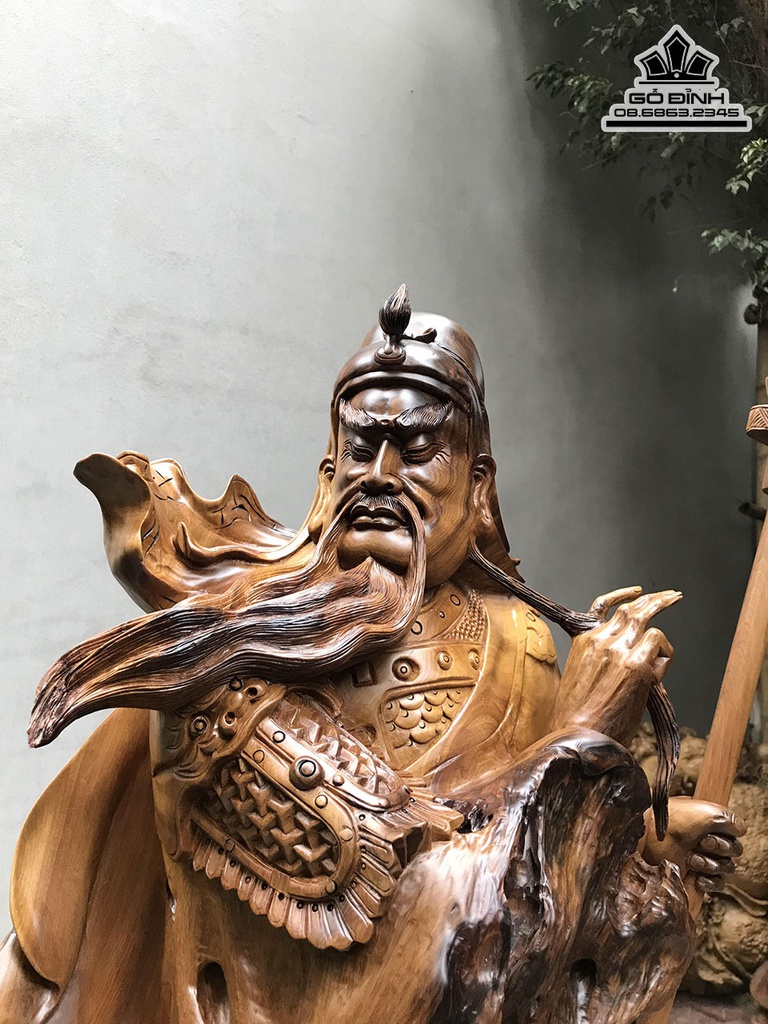 Tượng Quan Công Gỗ Bách Xanh Cao 110 Ngang 78 Sâu 46 (cm) 0