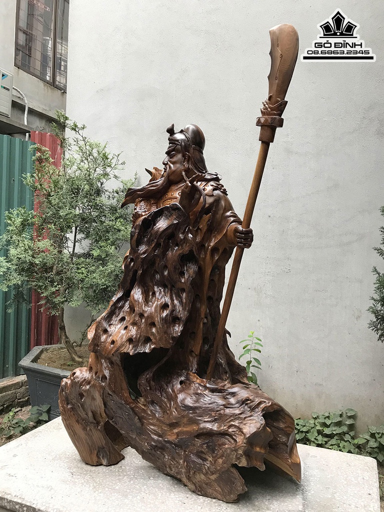 Tượng Quan Công Gỗ Bách Xanh Cao 110 Ngang 78 Sâu 46 (cm) 1