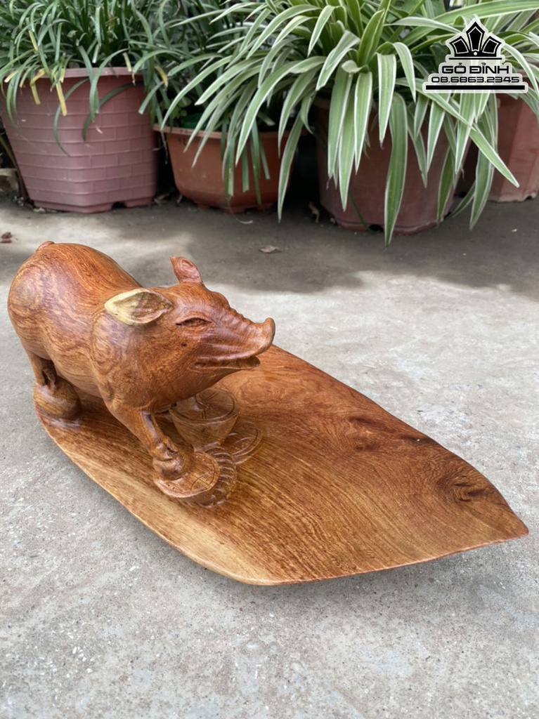 Khay Đựng Hoa Quả Heo Tài Lộc Cao 16 Ngang 40 Sâu 18 (cm) 0