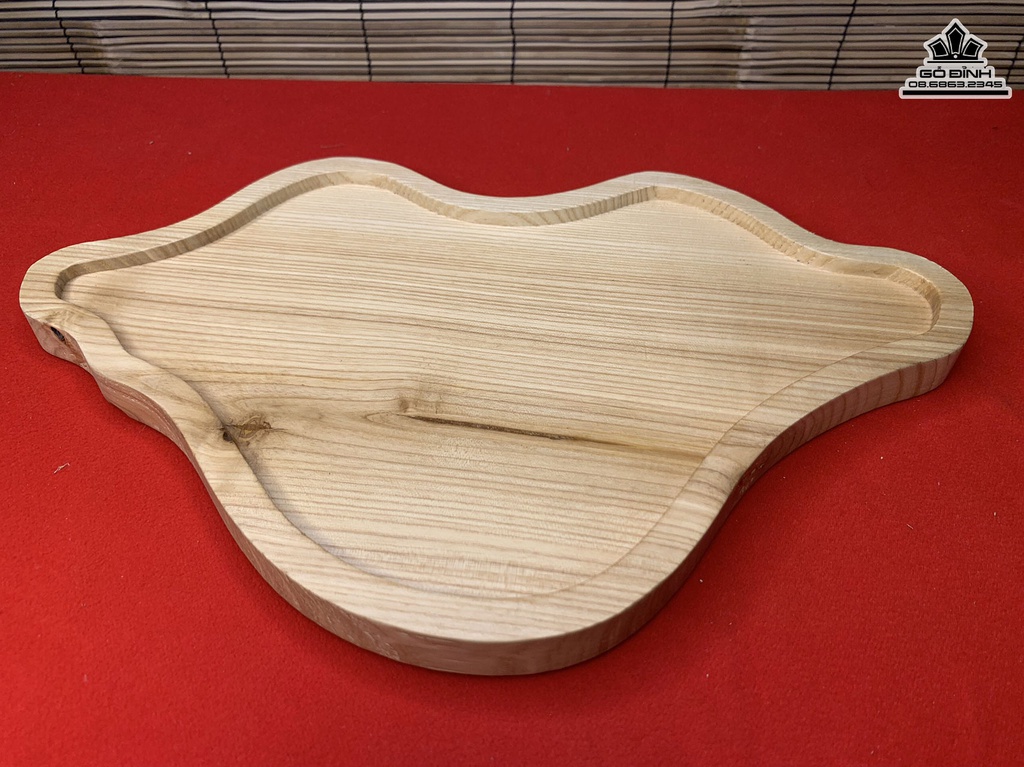 Đĩa Gỗ Lá Sen Gỗ Tần Bì Dài 35 Rộng 23 Dày 2 (cm)6