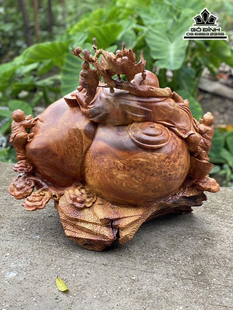 Tượng Phật Di Lặc Nhị Phúc Ngồi Bao Tiền Gỗ Nu Hương Cao 52 Ngang 60 Sâu 38 (cm) 1