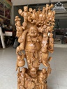 Tượng Phật Di Lặc Ngũ Phúc Đứng Bao Tiền Vác Cành Đào Gỗ Ngọc Am Cao 100 Ngang 40 Sâu 20 (cm) 1