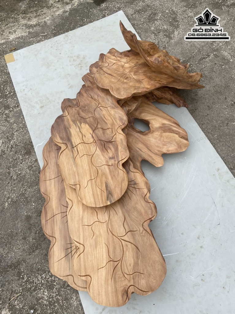 Khay Trà Sen Gỗ Ngọc Am Hà GIang Dài 78 Rộng 46 Dày 22 (cm) 0