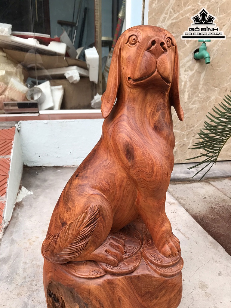 Tượng Chó Gỗ Hương Việt Cao 53 Ngang 26 Sâu 25 (cm) 0