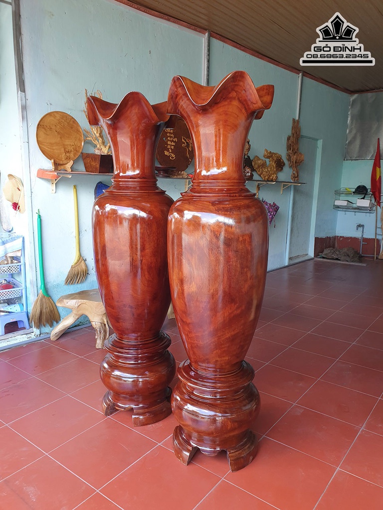 Cặp Lục Bình Gỗ Lim Cao 178 Đường Kính 50 (cm) 0