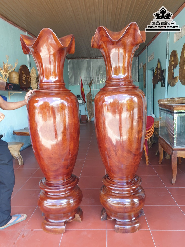 Cặp Lục Bình Gỗ Lim Cao 178 Đường Kính 50 (cm) 2